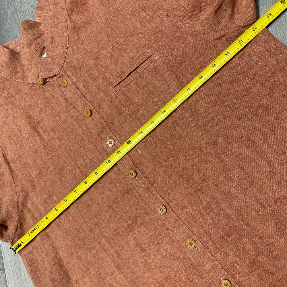 Flax Shirt Women's Orange 100% Linen Button Tunic Minimalist Lagenlook - Size M - Picture 7 of 16